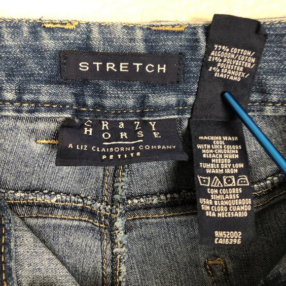 Liz Claiborne Size Petite 6 Stretch Crazy Horse Denim Jeans 5-Pocket Button Zip - Picture 5 of 5